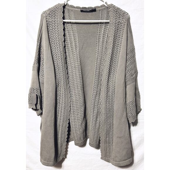 Doe & Rae Women's Large Gray Open Front Knit Cardigan Sweater - Picture 1 of 4